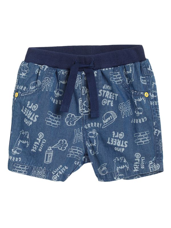 Boys Medium Blue Printed Short Trouser image number 0